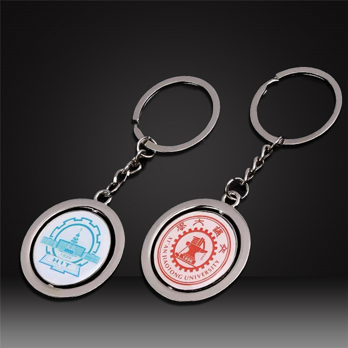 school badge spinning keychains