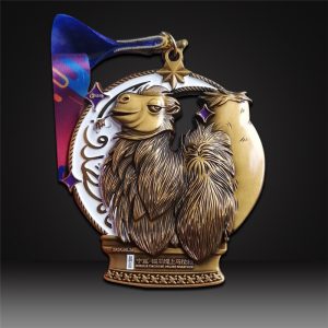 3D Antique gold running medals