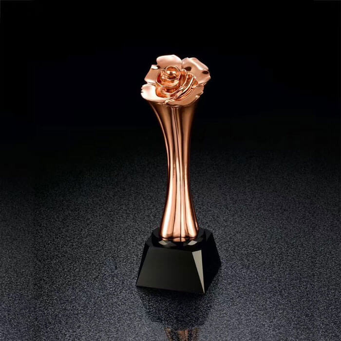 3D flower rose gold custom trophy