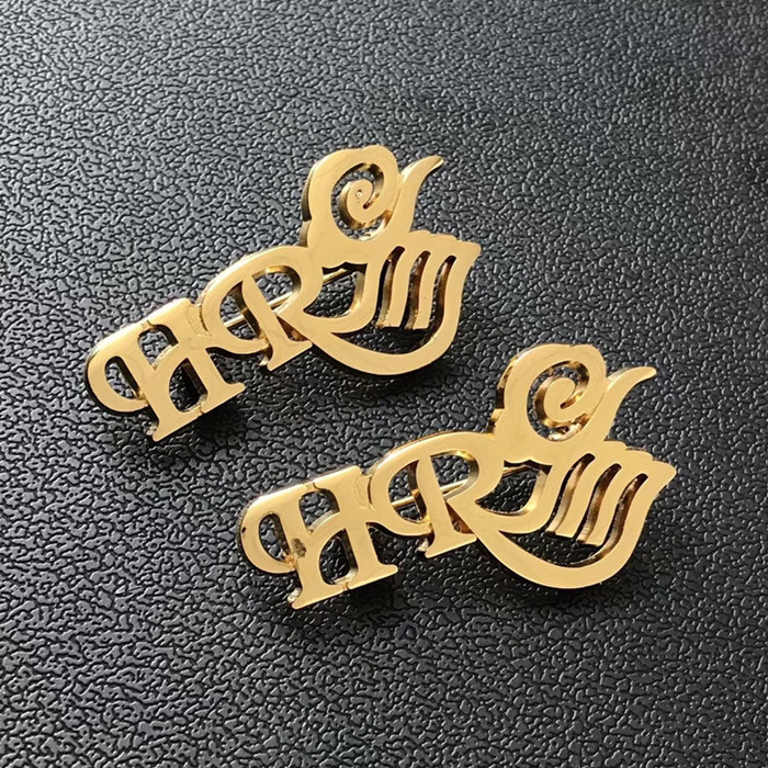 cut out letter lapel pins with safety pins