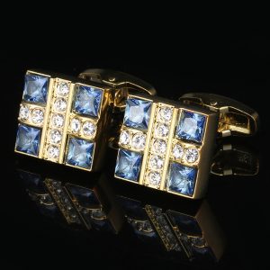 crystal stone gold cufflinks