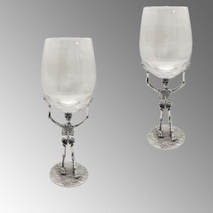 Wine glass with metal base