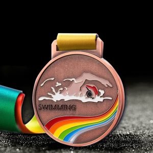 custom swimming medals copper