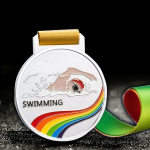 custom swimming medals silver