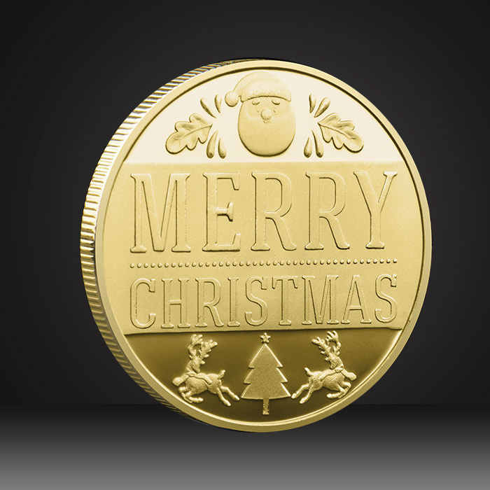 Christmas challenge coins gold finish