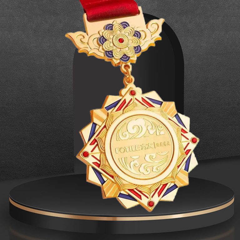 Custom Gold Military Medal with Ribbon